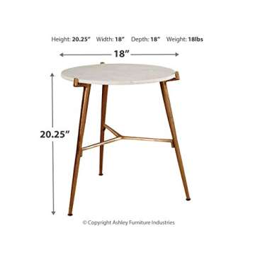 Signature Design by Ashley Chadton Modern Glam Marble Accent End Table, 21", Gold and White