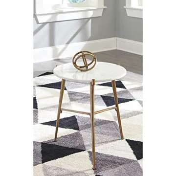 Chadton Modern Glam Marble Accent End Table, Gold & White