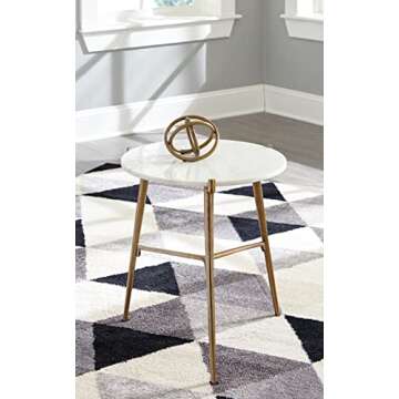 Signature Design by Ashley Chadton Modern Glam Marble Accent End Table, 21", Gold and White