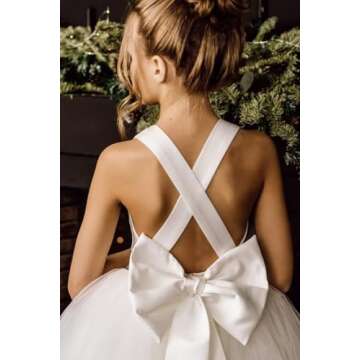 JISISANG Summer Beach Wedding Flower Girl Tulle Tutu Dress for Big Kids Sleeveless Junior Girl Bridesmaid Dresses Floor Length Birthday Party Pageant Beauty Dress Ball Gown Sage Green 10