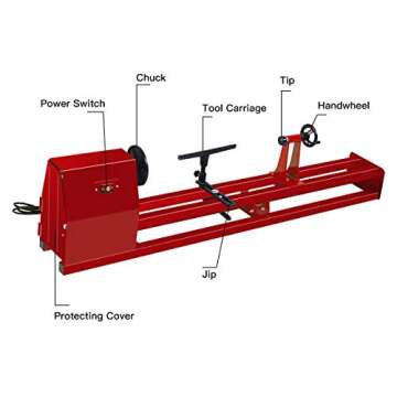 Goplus 1/2HP 4 Speed 40" Power Wood Turning Lathe 14" x 40" Benchtop Wood Lathe