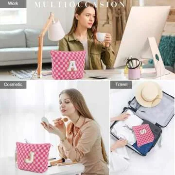 YOOLIFE Personalized Initial Cosmetic Bag - Perfect Gift