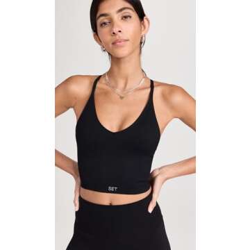 Set Women's Sculptflex Ribbed V Bra, Onyx, Black, XS