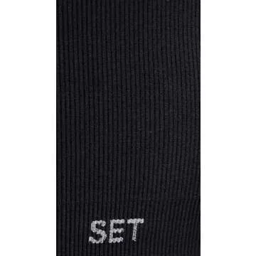 Set Women's Sculptflex Ribbed V Bra, Onyx, Black, XS