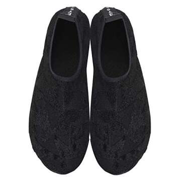 NING MENG Womens Mens Water Shoes Swimming Socks Barefoot Beach Pool Shoes Quick-Dry Aqua Yoga Socks Surf Beach Shoes(Black/T,9.5/10.5 Women,8.5/9 Men)