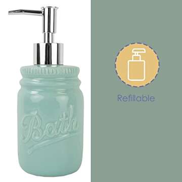 4-Piece Ceramic Mason Jar Bathroom Set (Mint), by Home Basics Beautiful and Contemporary Design Bath...