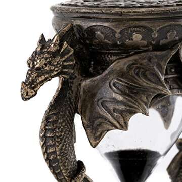 Top Collection Decorative Black Dragon Hourglass - Mythical Sand Timer in Premium Cold Cast Bronze - 5.75-Inch Collectible Medieval Celtic Clock Sculpture