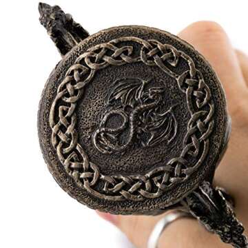 Top Collection Decorative Black Dragon Hourglass - Mythical Sand Timer in Premium Cold Cast Bronze - 5.75-Inch Collectible Medieval Celtic Clock Sculpture