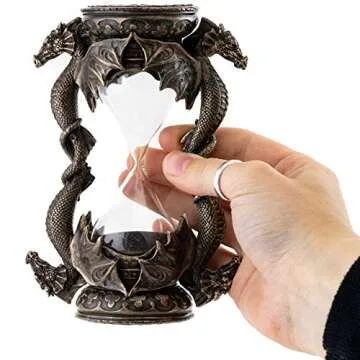 Top Collection Decorative Black Dragon Hourglass - Mythical Sand Timer in Premium Cold Cast Bronze - 5.75-Inch Collectible Medieval Celtic Clock Sculpture