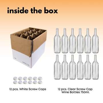 FastRack - W5 Wine Bottles, Bordeaux Liquor Bottles, Clear Wine Bottles, 750 ml Empty Bottles, Empty...