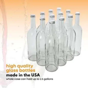 FastRack - W5 Wine Bottles, Bordeaux Liquor Bottles, Clear Wine Bottles, 750 ml Empty Bottles, Empty Bottles for Drinks, Clear/Flint Bordeaux Wine Bottles, 12 per Case