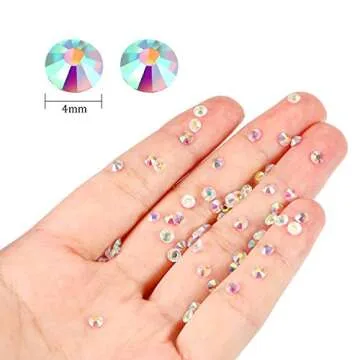 1440 Pack Crystal Flat Back Rhinestone Round Diamante Gems, Non-Self-Adhesive (Clear AB, 4 MM)