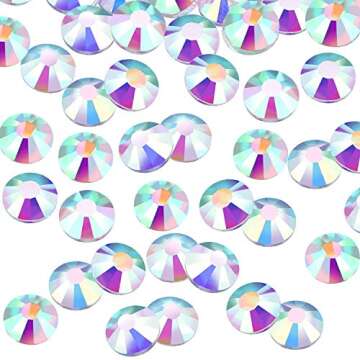 1440 Pack Crystal Flat Back Rhinestone Round Diamante Gems, Non-Self-Adhesive (Clear AB, 4 MM)