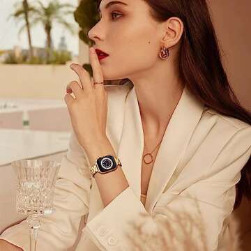 STIROLL Thin Replacement Band Compatible for Apple Watch 49mm 46mm 45mm 44mm 42mm(Series 3 2 1), Stainless Steel Metal Wristband Women Men for iWatch Ultra SE Series 10 9 8 7 6 5 4, Gold