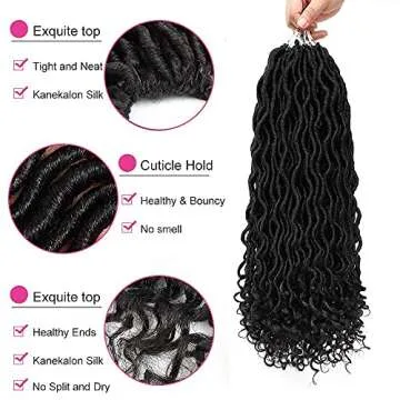 6 PCS/Lot Goddess Locs Crochet Hair 20 Inch Wavy Curly Faux Locs Crochet Hair Braiding Hair With Curly End Soft Locs Crochet Goddess Locs Synthetic Braids Crochet Locs Braiding Hair (20" 6 Packs, #1B)