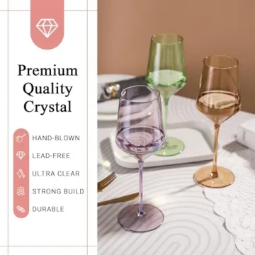 Physkoa Colored Wine Glasses Set - Fun & Elegant
