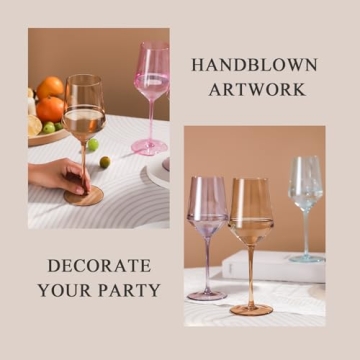 Physkoa Colored Wine Glasses Set - Fun & Elegant