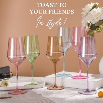 Physkoa Colored Wine Glasses Set - Fun & Elegant