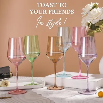 Physkoa Colored Wine Glasses Set - Fun & Elegant