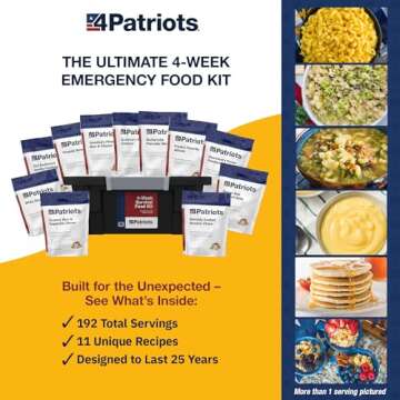 4Patriots: 4-Week Emergency Food Supply Survival Kit, Perfect for Camping, Freeze Dried Preparedness...