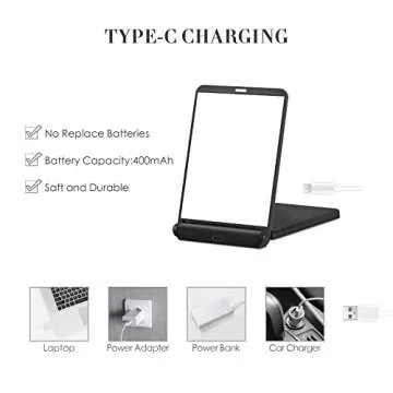 Makeup Travel Mirror with Led Lights, Lighted Travel Portable Beauty Mirror, 1x/3x Rechargeable Led Small Mirror, Dimmable Touch Screen, Tabletop Desk LED Foldable Cosmetic Mirror with Lights Black