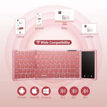 Compact Foldable Bluetooth Keyboard with Touchpad for Travel