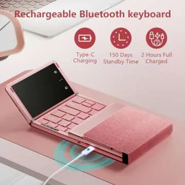 Compact Foldable Bluetooth Keyboard with Touchpad for Travel