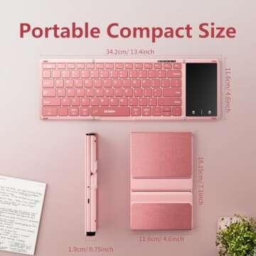 Compact Foldable Bluetooth Keyboard with Touchpad for Travel
