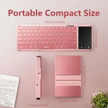 Compact Foldable Bluetooth Keyboard with Touchpad for Travel