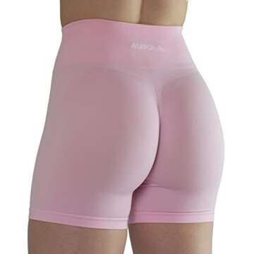 Bright Colors Maybe See Through Not Squat Proof Summer Workout Shorts for Women Seamless Scrunch Running Shorts (S,Sweet Pink)