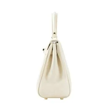 VICTORIA HYDE White Women's Satchel Handbags, Leather Top Handle Purse