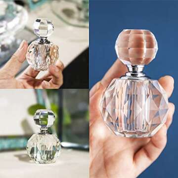 Elegant H&D Vintage Clear Perfume Bottle, Refillable Crystal