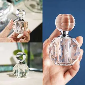 Elegant H&D Vintage Clear Perfume Bottle, Refillable Crystal