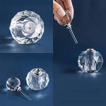 Elegant H&D Vintage Clear Perfume Bottle, Refillable Crystal