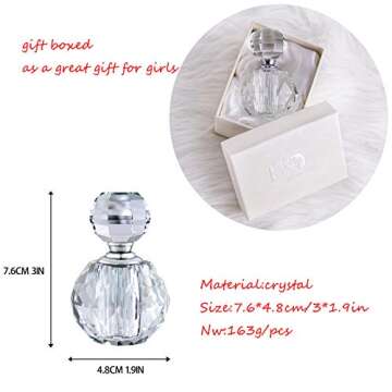 Elegant H&D Vintage Clear Perfume Bottle, Refillable Crystal