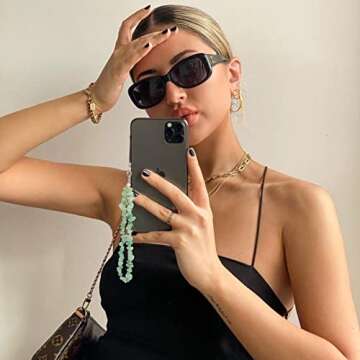 BEACE Phone Charms/Chain Strap for Women Girls-Cell Phone Case Lanyard Wrist Strap - Natural Gemston...