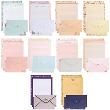90PCS Cute Writing Paper & Envelopes Set - 10 Unique Styles for Every Occasion