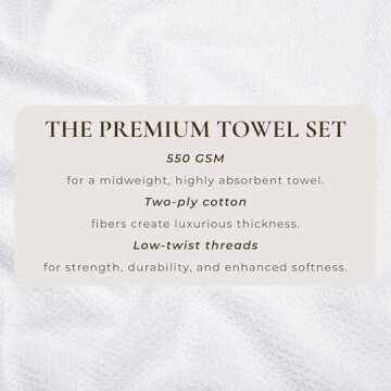 Soft White 6 Piece Cotton Bath Towel Set - Durable & Eco-Friendly