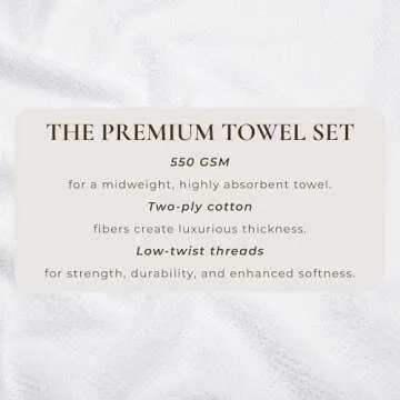Soft White 6 Piece Cotton Bath Towel Set - Durable & Eco-Friendly