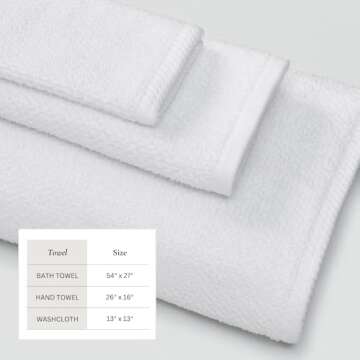 Soft White 6 Piece Cotton Bath Towel Set - Durable & Eco-Friendly