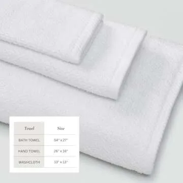 Soft White 6 Piece Cotton Bath Towel Set - Durable & Eco-Friendly