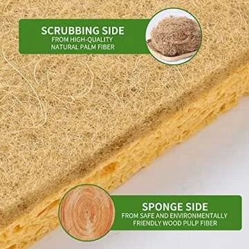 CFQ 12 Count Plant Fiber Dish Sponges – Eco-Friendly & Non-Scratch Cleaning