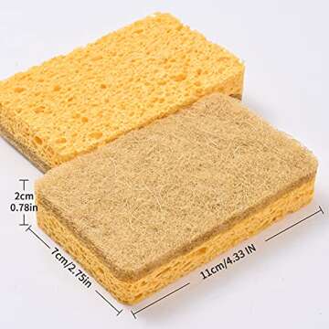 CFQ Plant Fiber Dish Sponges 12 Count Eco-Friendly Non-Scratch