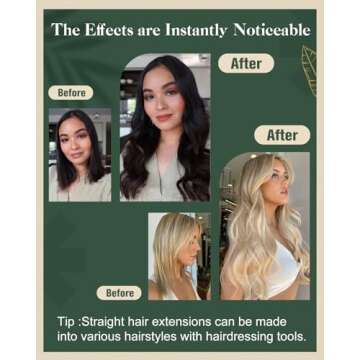 Ugeat 18 Inch Black Tape in Hair Extensions for Women