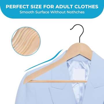 JS HANGER Wooden Suit Hangers - Elegant & Durable 16 Pack