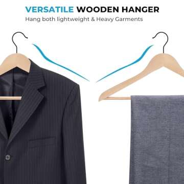 JS HANGER Wooden Suit Hangers - Elegant & Durable 16 Pack