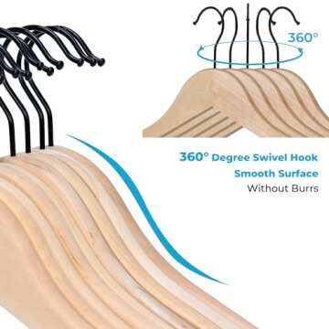 JS HANGER Wooden Suit Hangers - Elegant & Durable 16 Pack