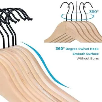 JS HANGER Wooden Suit Hangers - Elegant & Durable 16 Pack