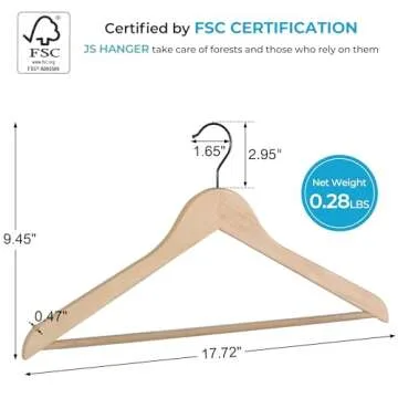 JS HANGER Wooden Suit Hangers - Elegant & Durable 16 Pack