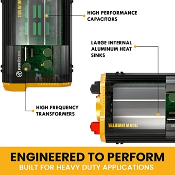 Krieger 1100 Watt 12V Power Inverter with Installation Kit